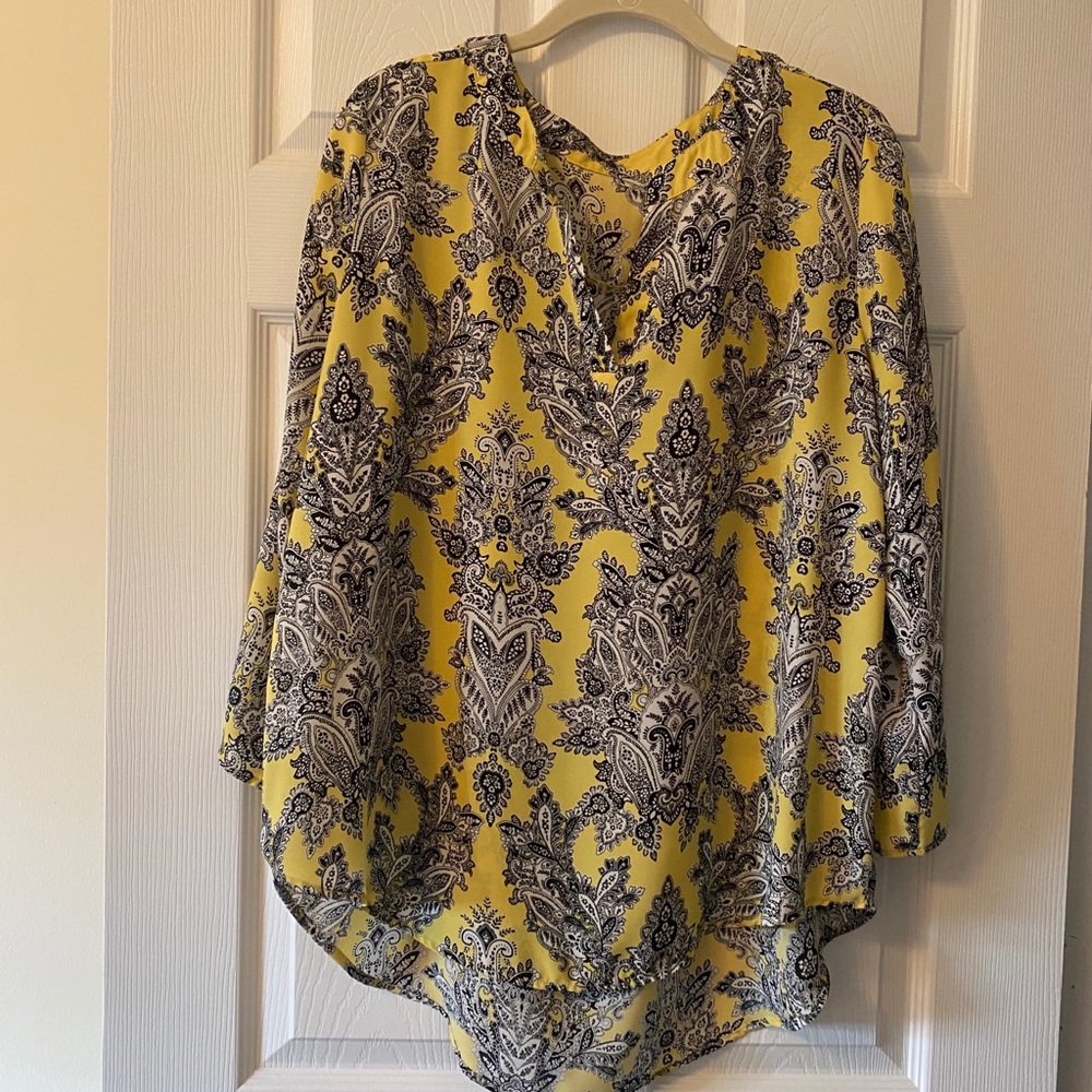 Cato Yellow/Black Print Tunic